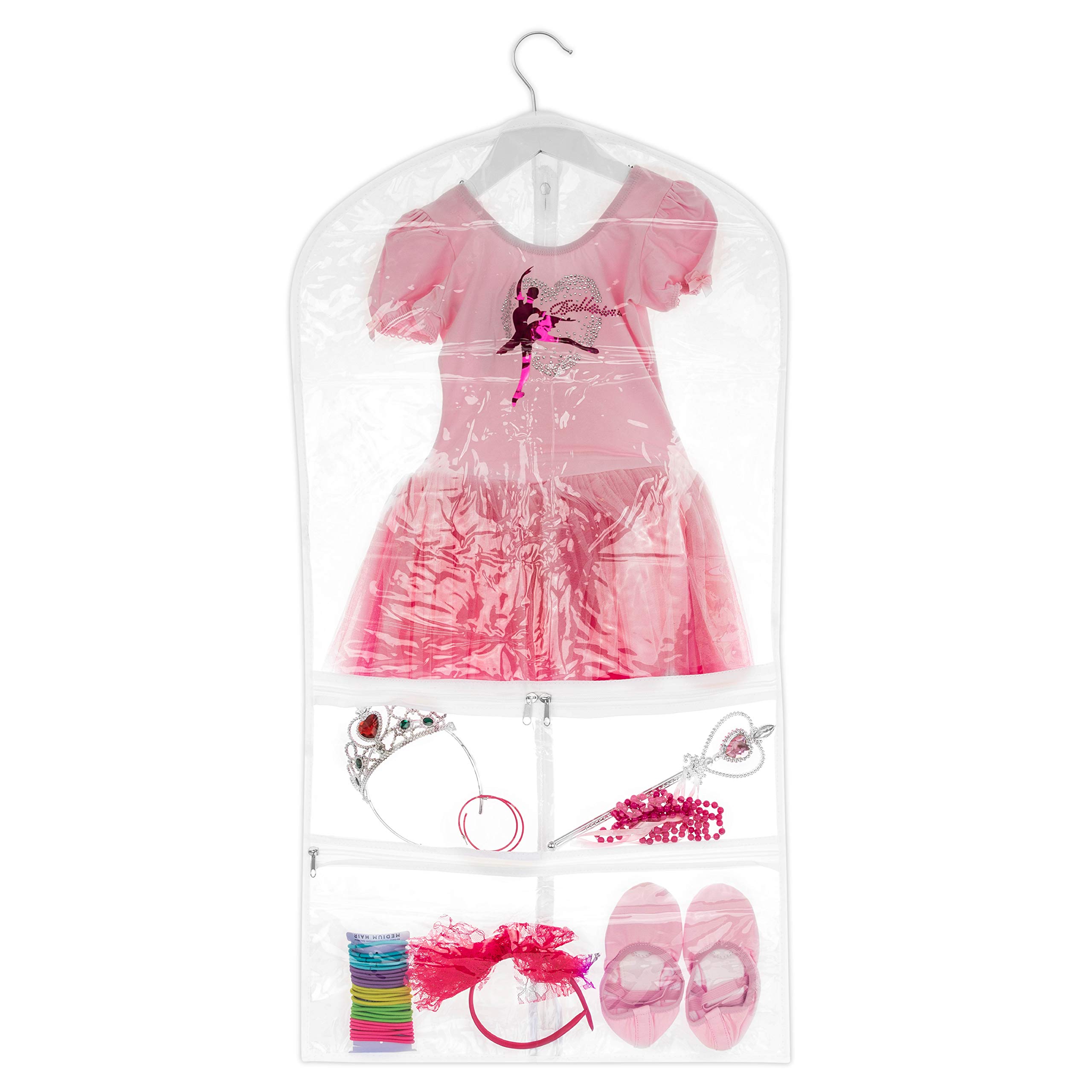 Clear Dance Garment Bags for Dancers - Transparent Travel Garment Cover with Multiple Accessory Pockets | Perfect for Ballet, Ballroom, and Dance Competitions
