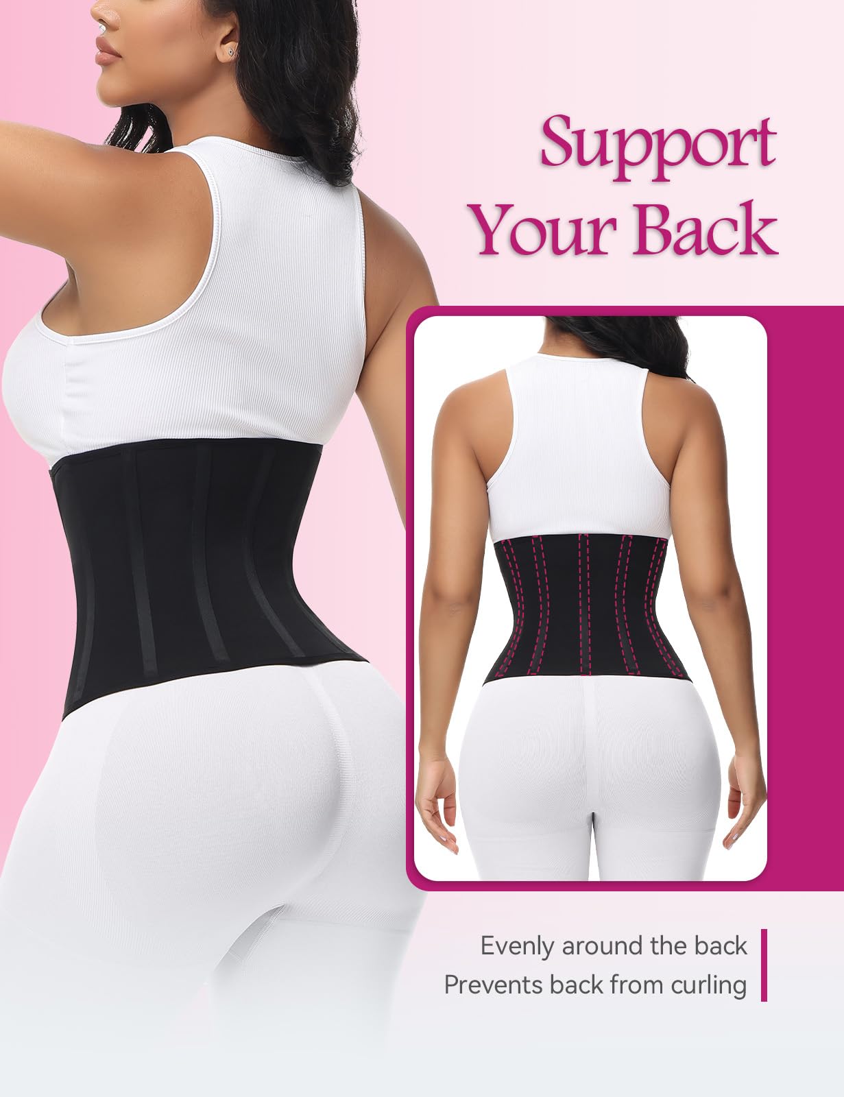 SHAPSHE Women's Waist Trainer Corset - Tummy Control Shapewear for Short Torso, Workout Waist Cincher & Hourglass Body Shaper - Perfect for Gym, Postpartum Recovery & Everyday Slimming