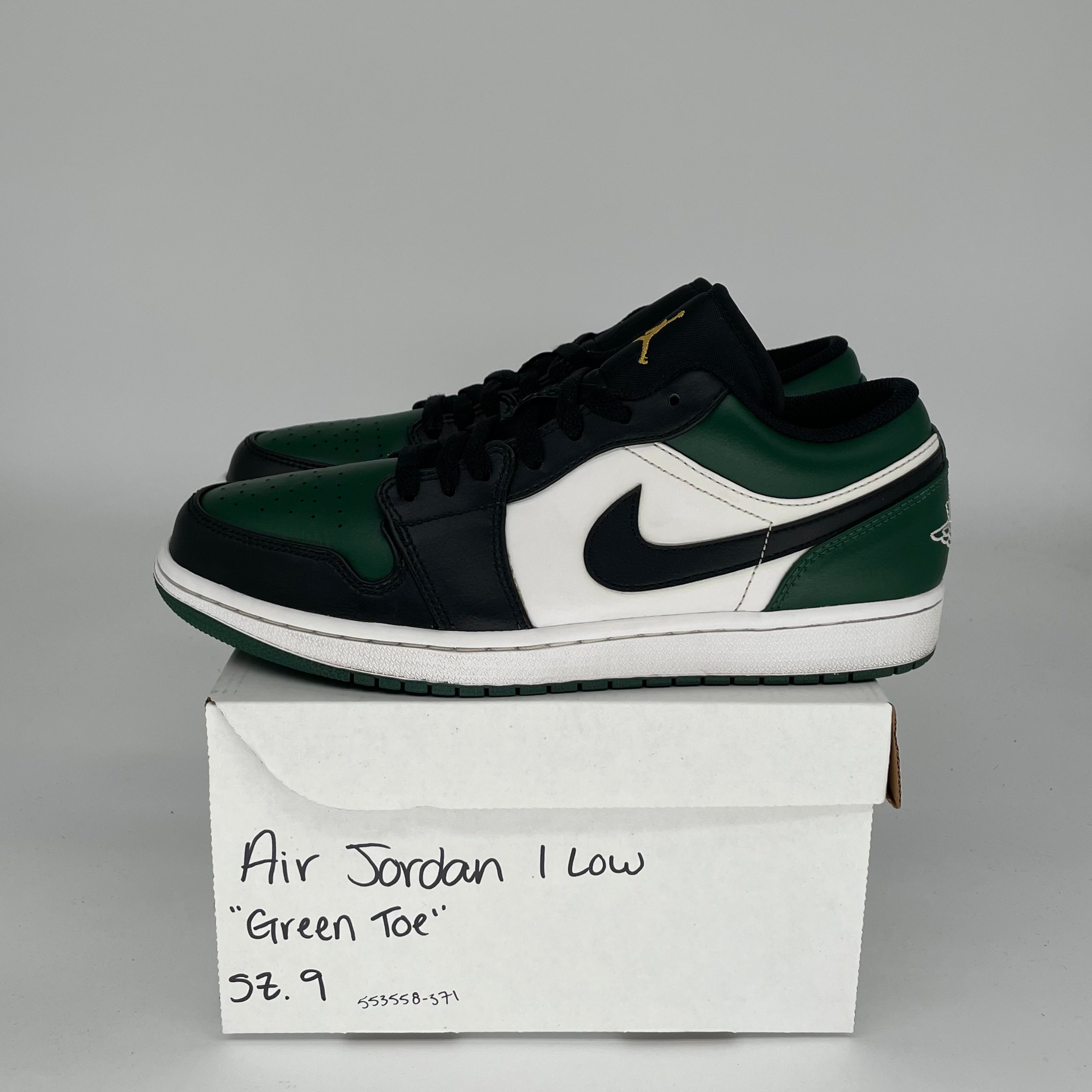 Air Jordan 1 Low Green Toe Men's Basketball Shoes Size 9 - Style 553558-371 | Sneakers for Casual Wear, Street Fashion & Sports