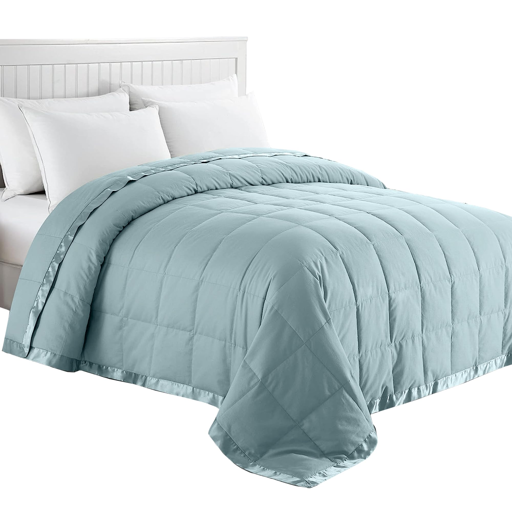 Puredown® Queen Size Blanket - Ultra Soft Lightweight Down Alternative Comforter for All Seasons | Luxury Bedding with Satin Trim & Cotton Cover | Perfect for Home, Office, Travel & Gifts (90