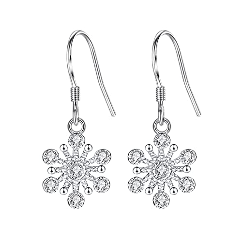 Fashionable Snowflake Earrings for Women - Long Post Dangle Earrings with Thick Earlobes - European Style Jewelry (Silver, One Size) - Perfect for Parties, Weddings, and Holiday Events