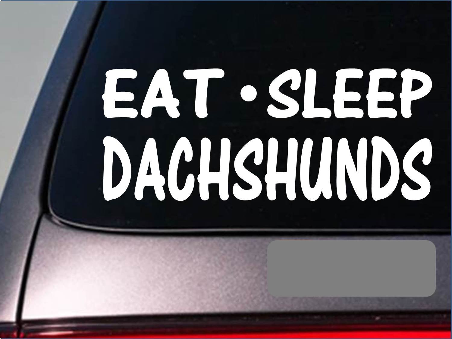 Eat Sleep Dachshund Sticker - 8 Inch Vinyl Decal for Dogs, Wiener Dog Lovers - Perfect for Laptops, Water Bottles & Car Windows