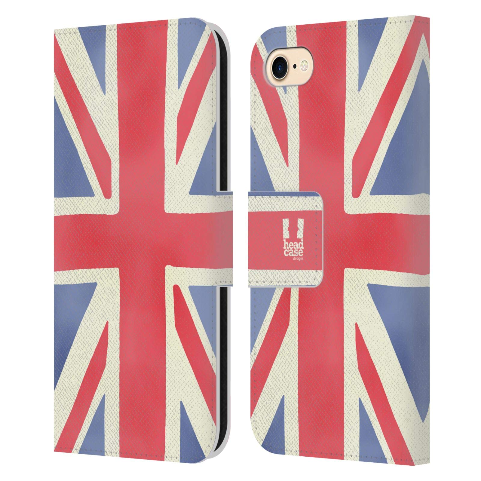 Premium Union Jack London Leather Book Wallet Case for Apple iPhone 7/8/SE (2020 & 2022) - Stylish Protection with Card Slots | Perfect for Travel, Work & Everyday Use