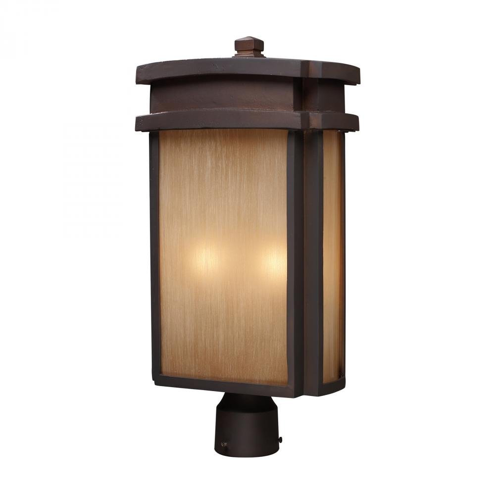 Elk 42144/2 2-Light Outdoor Post Light in Clay Bronze - Durable Weatherproof Exterior Lighting for Patio, Garden, and Driveway