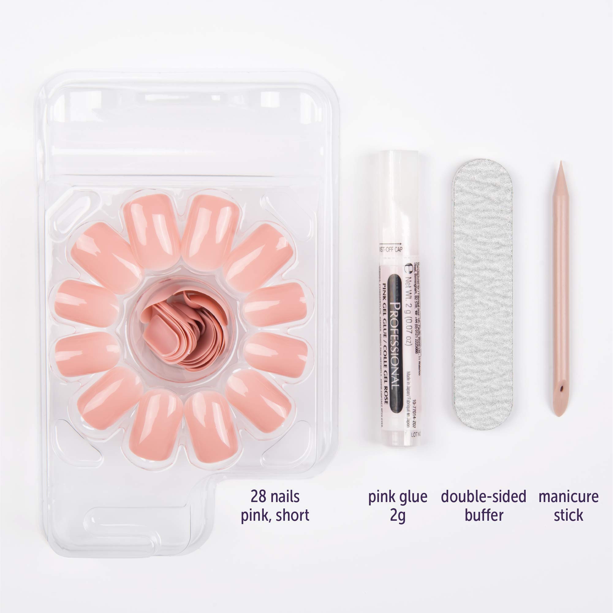 Nailene So Natural False Nails - Pink High Gloss Artificial Nails (28 Count) for Manicure, Parties & Special Occasions