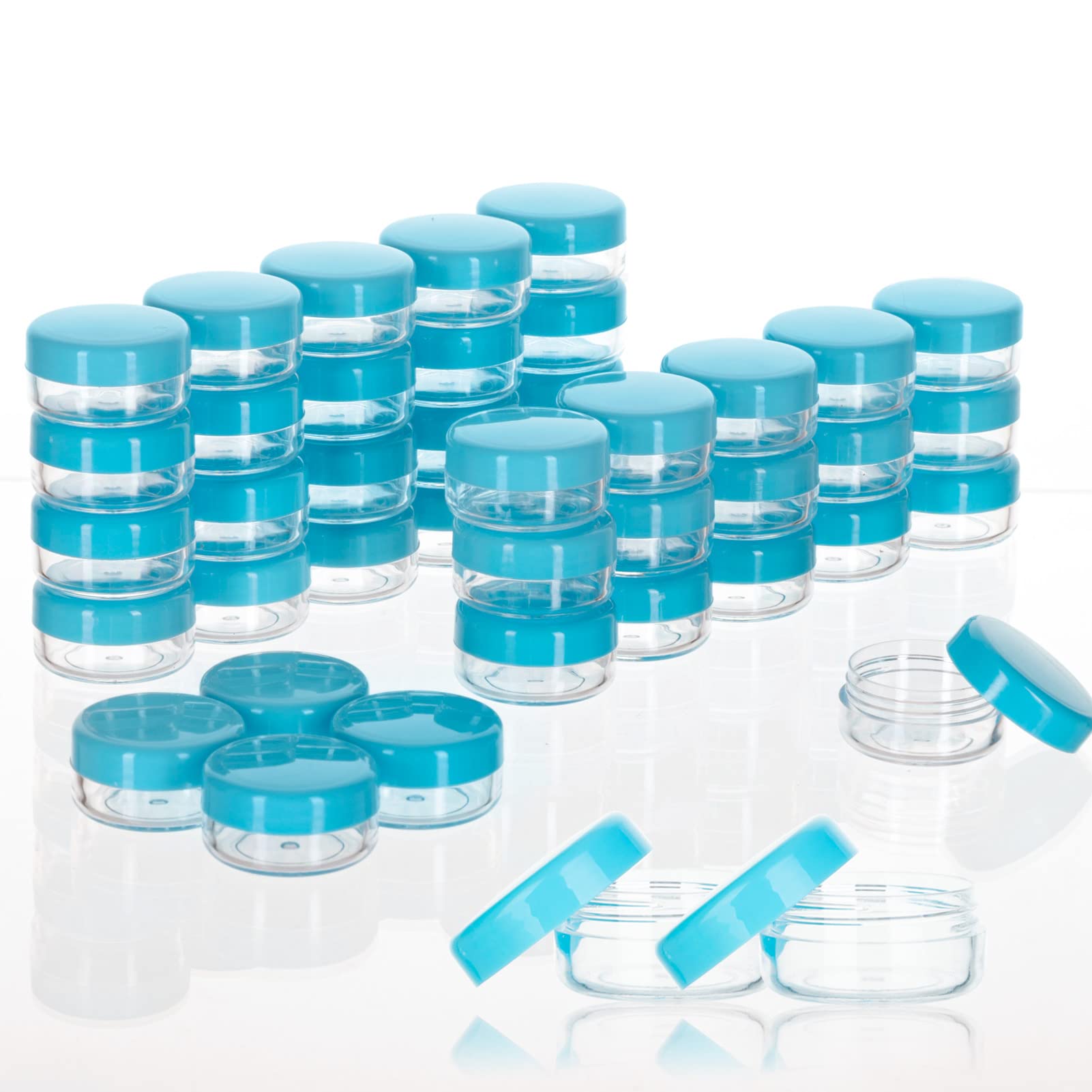 ZEJIA 200-Pack 3 Gram (3ML) Small Sample Jars with Blue Lids - Leak-Proof Cosmetic Containers for Lip Balm, Lotion, Powder & Beauty Products - Perfect for DIY Skincare, Travel Size Toiletries & Sample Distribution