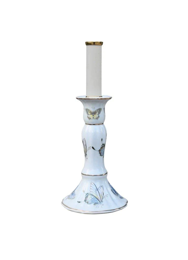 Butterfly Print Porcelain Mini Candle Holder - Elegant Tea Light Stand for Home Decor, Wedding Centerpiece & Romantic Ambiance Lighting