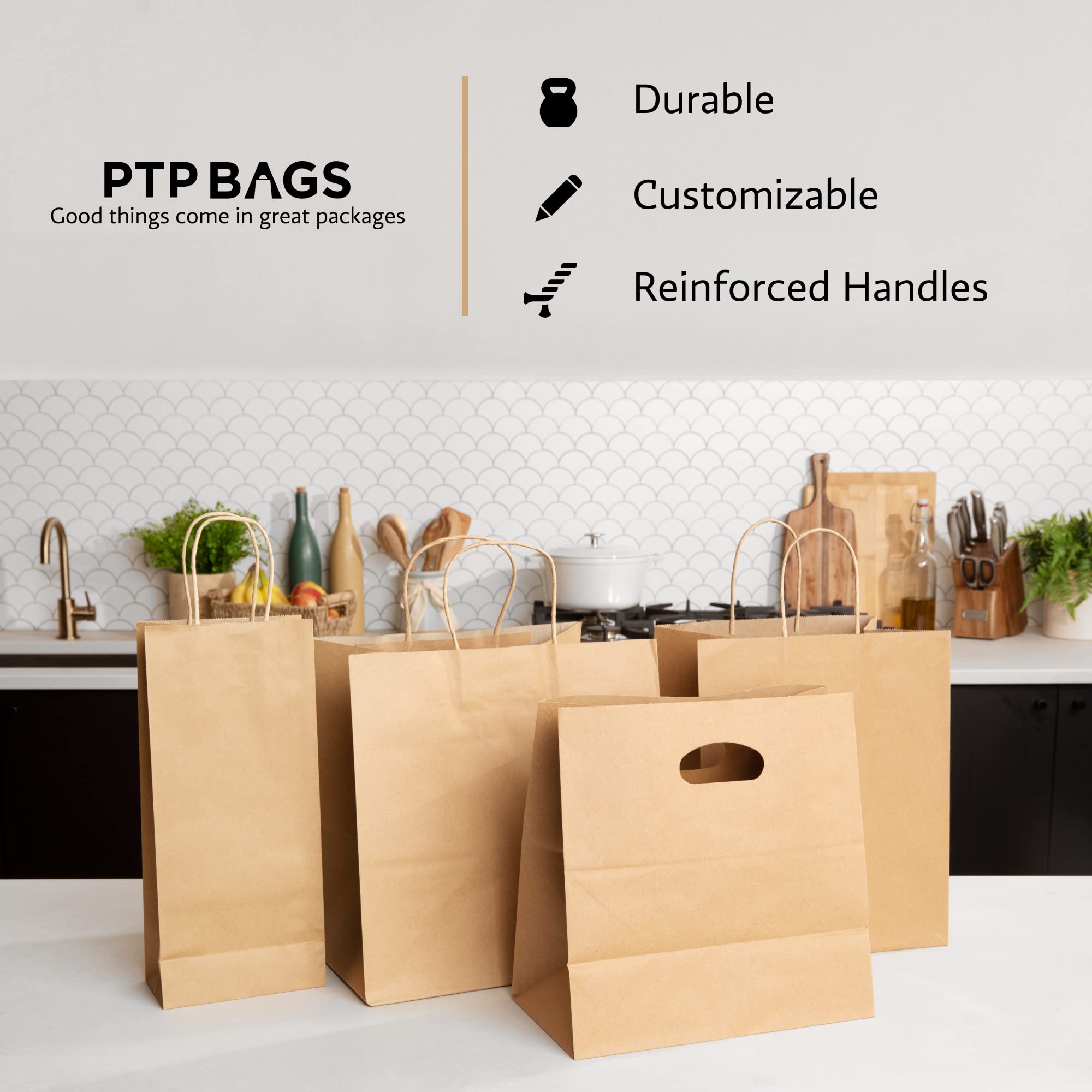 Eco-Friendly Kraft Paper Tote Bags - 16