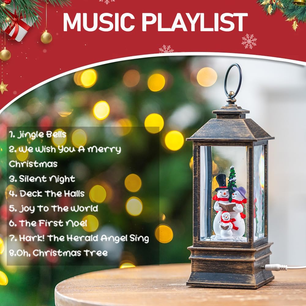 Snow Globe Lights with Music - USB/Battery Powered for Christmas Decor