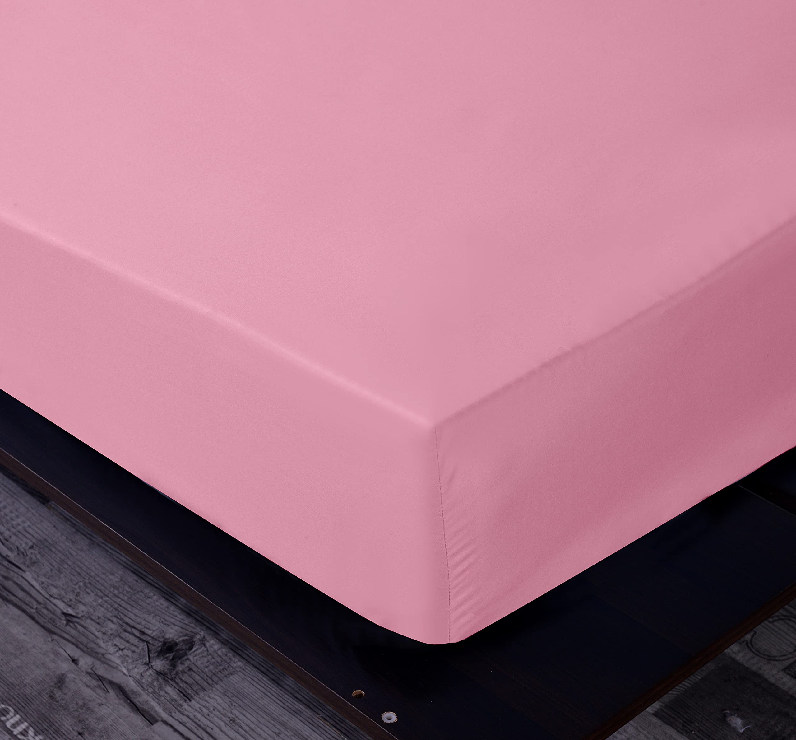 Premium Fitted Sheet - Breathable & Soft Deep Pocket Bed Sheets - Easy Care & Wrinkle Resistant - Rose Pink Full Size - Perfect for Guest Rooms, Dorms & Cozy Bedrooms