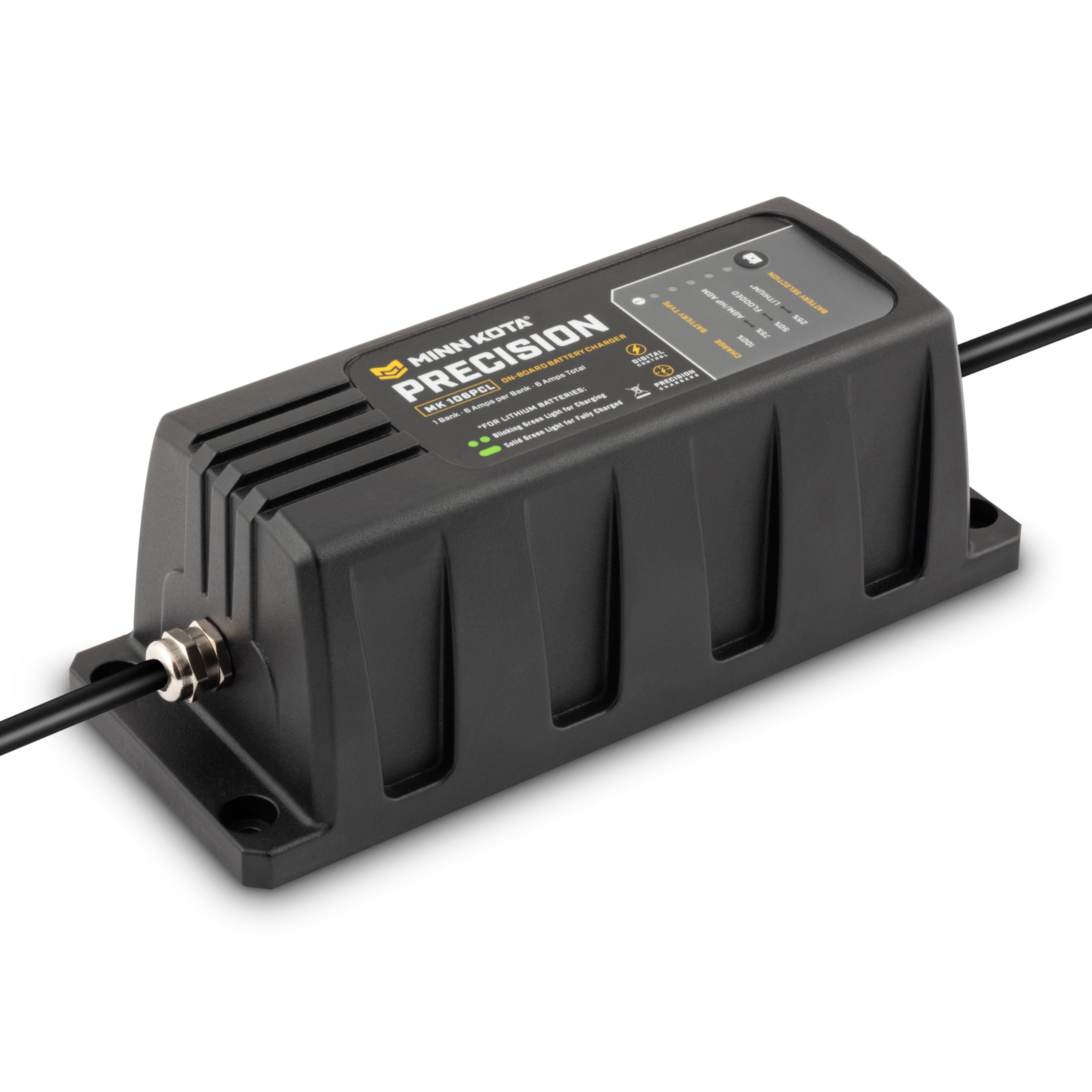 Minn Kota Precision Charger MK 106 PCL - 1 Bank 6A Marine Battery Charger for Boats, Trolling Motors & Watercraft - Fast & Efficient Charging Solution