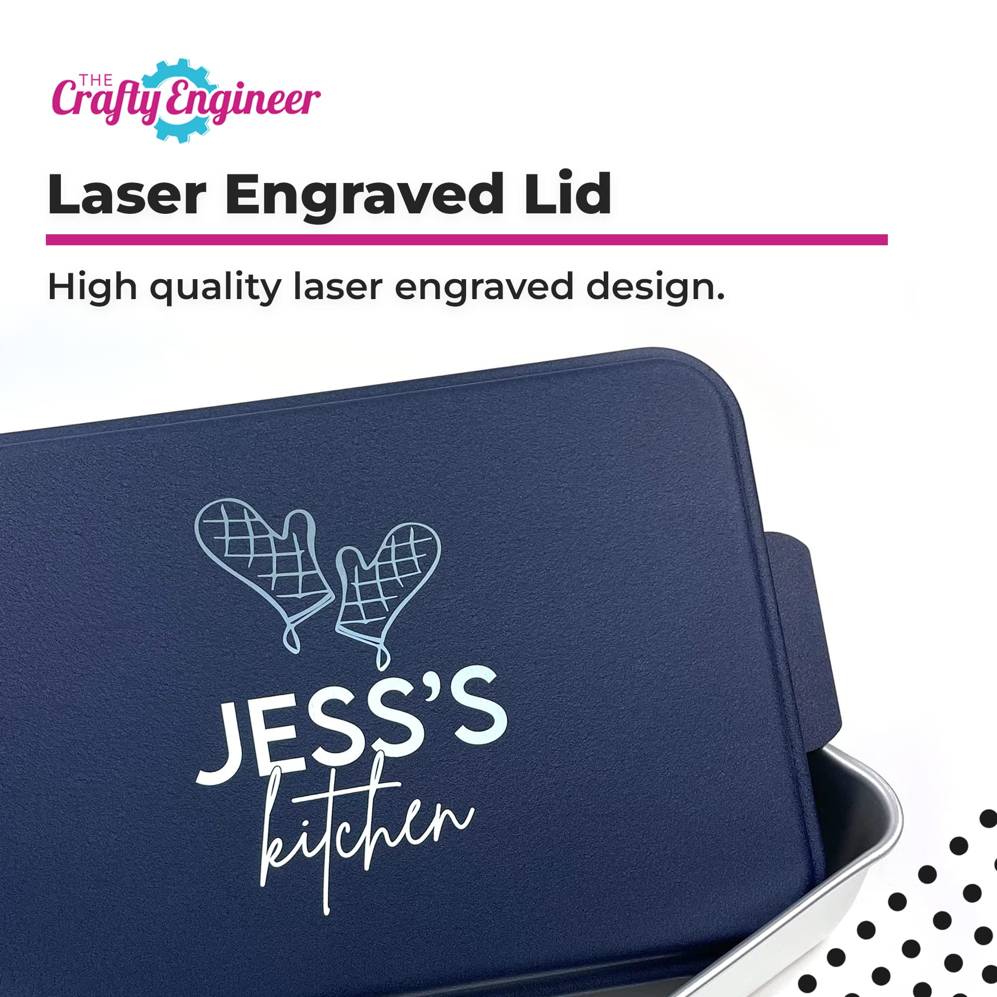 Personalized Baking Dish - Laser Engraved 9x13 Durable Bakeware with Unique Oven Mitts Design - Perfect Gift for Cooking Enthusiasts (Black) - Great for Home Baking, Holiday Cooking & Gift Giving