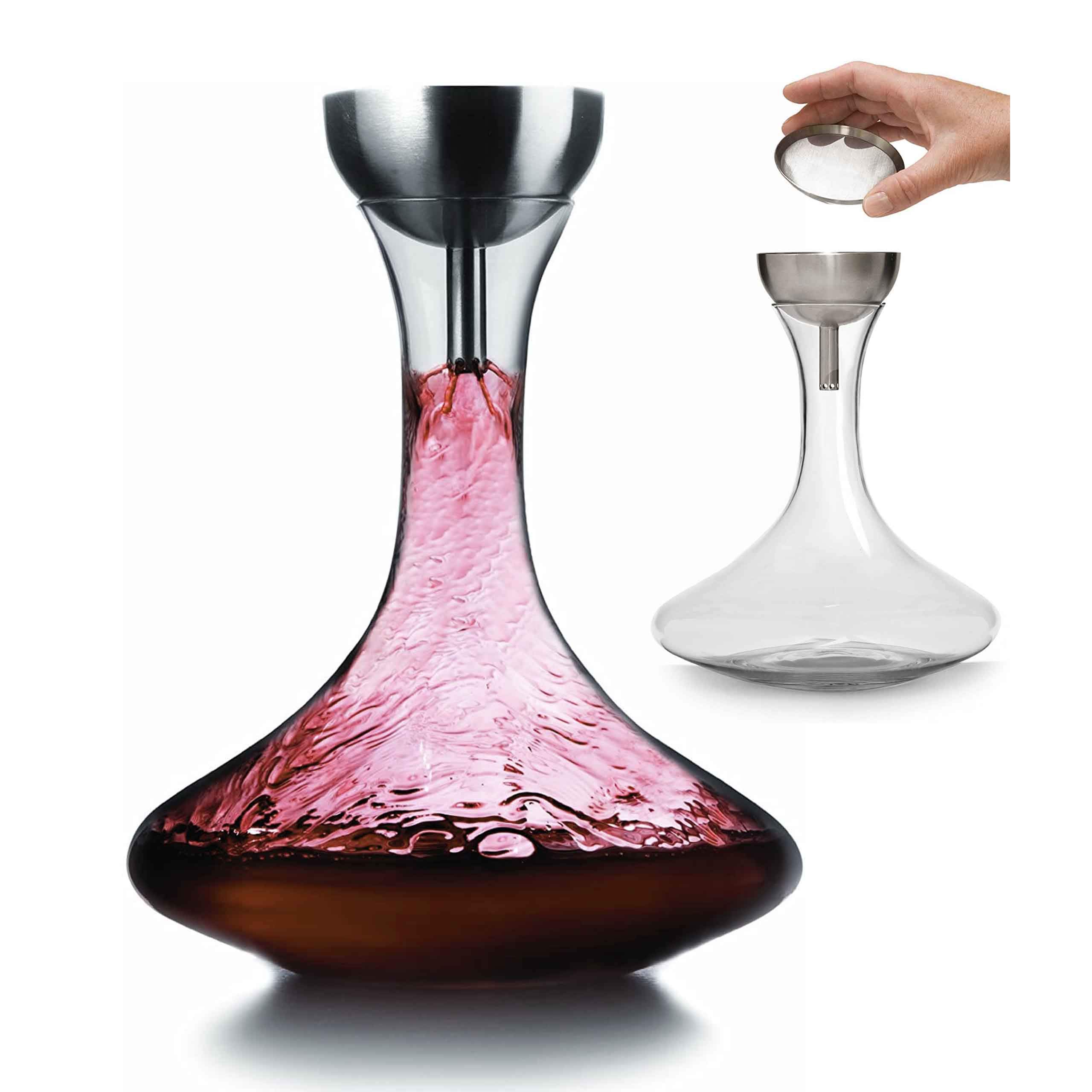 Premium Houdini Wine Decanter Set with Aerating Shower Funnel & Sediment Strainer - 10