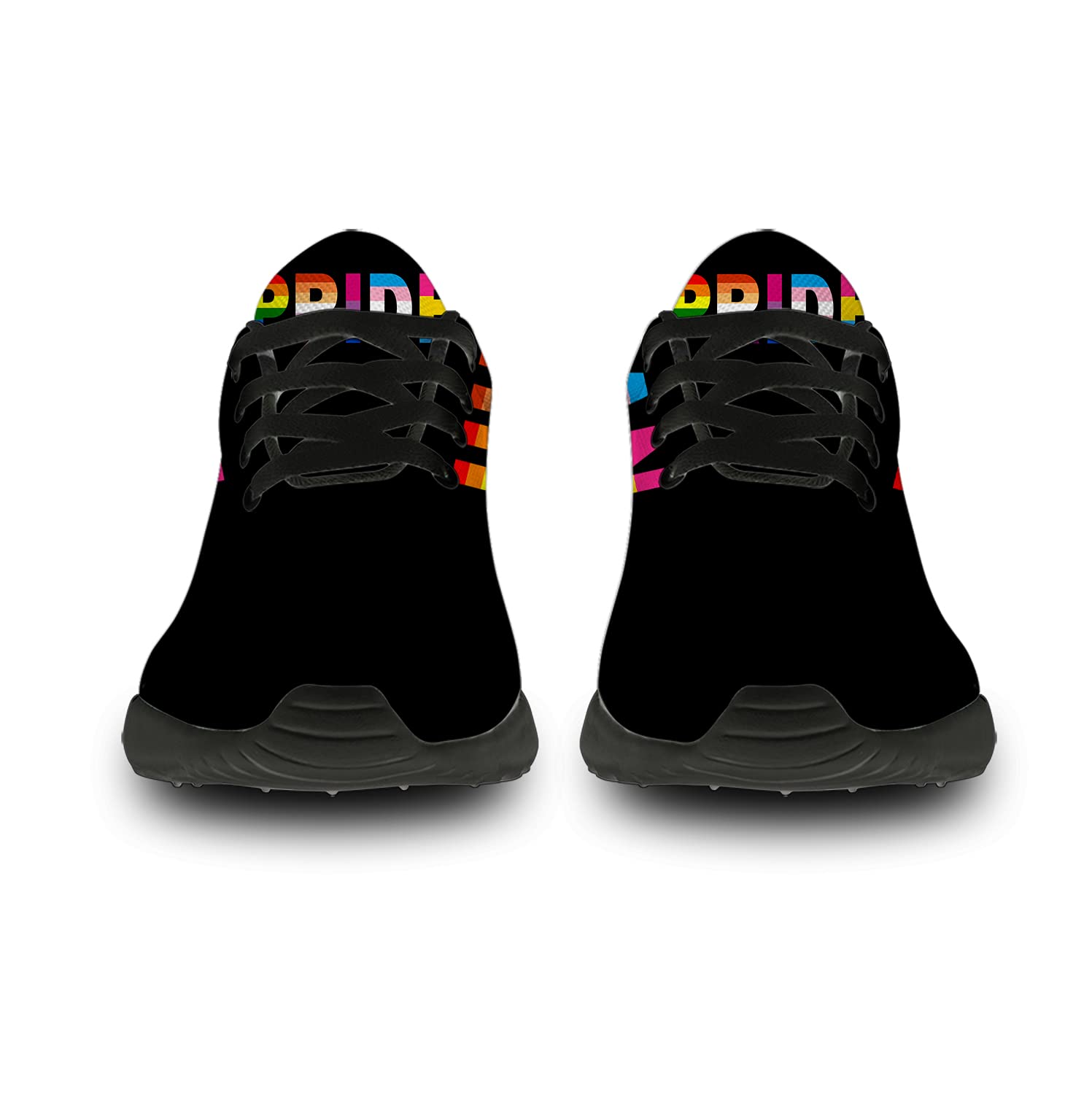 **Men's & Women's LGBTQ Rainbow Running Shoes - Comfortable Walking & Tennis Sneakers for LGBTQ+ Community - Size 11 Men/13 Women - Black - Perfect for Pride Events, Workouts & Casual Wear**