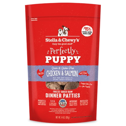 Stella & Chewy's Freeze-Dried Raw Dog Food Patties - Chicken & Salmon Recipe for Puppies | High-Protein Grain-Free Kibble Alternative for Small & Large Breed Dogs | Perfect for Training, Travel & Outdoor Adventures