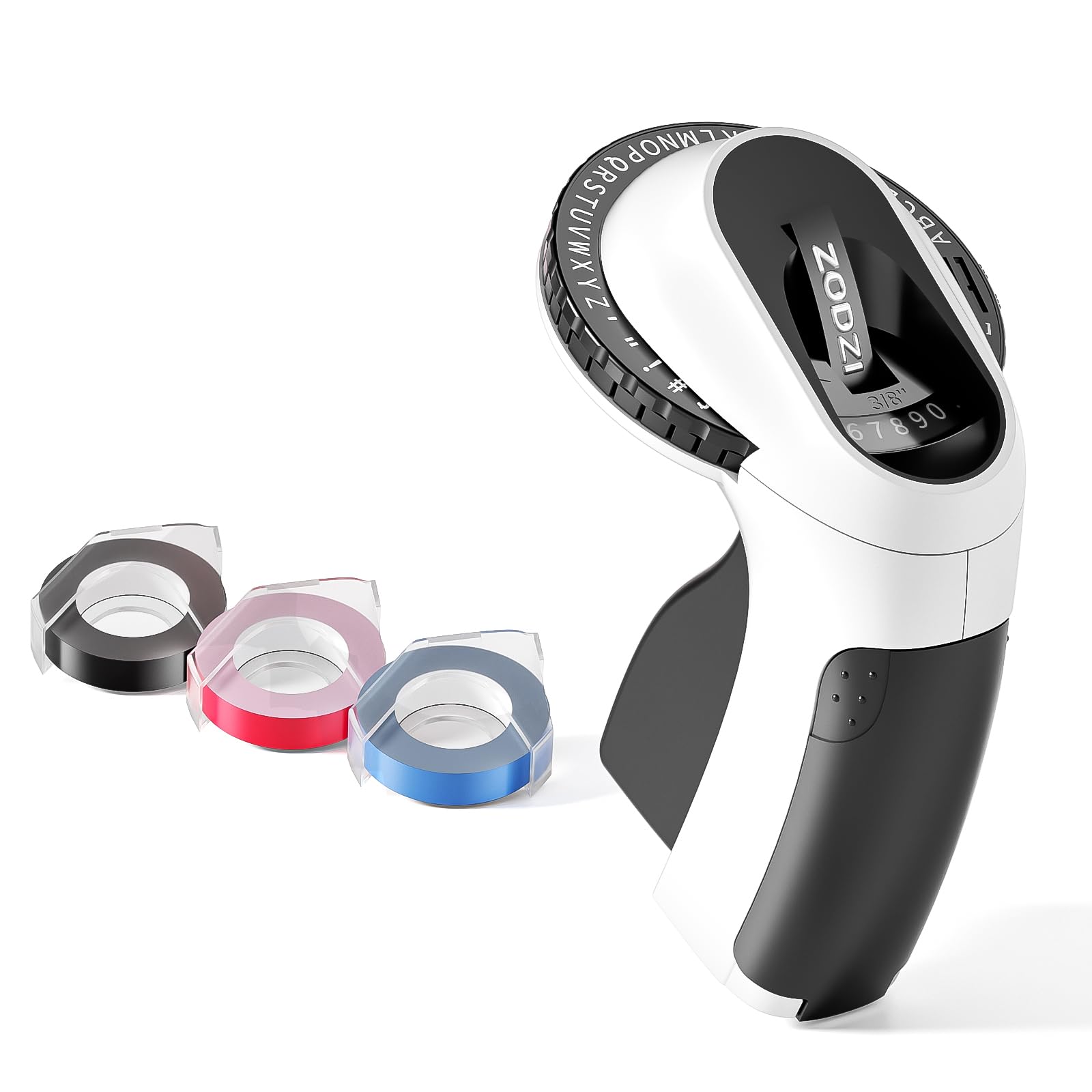 Zodzi Vintage Handheld Embossing Label Maker Machine with 3 Rolls Embossed Tapes - Black | DIY Crafting, Home Organization & Office Labeling Tool for Files, Jars & Storage Boxes