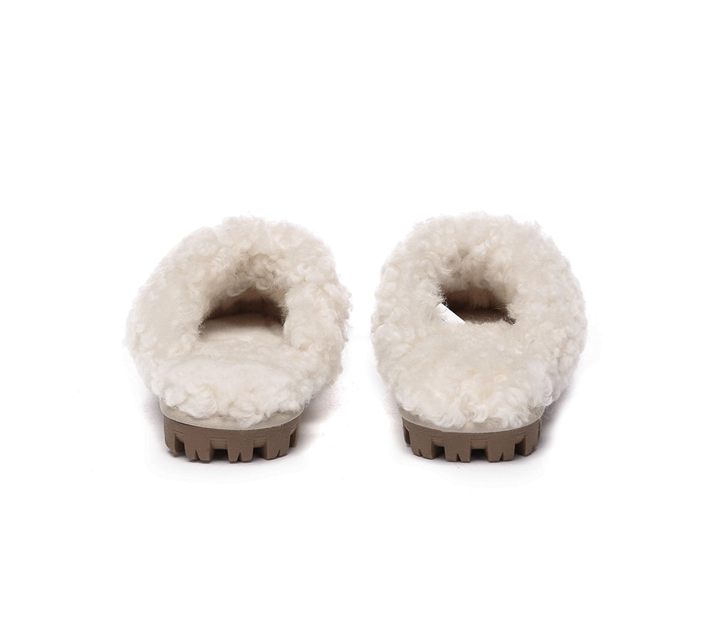 Australian Shepherd® UGG Slippers for Women & Men - Double Faced Sheepskin Wool Waffle Curly Indoor House Shoes - Cozy Winter Home & Office Comfort Slippers