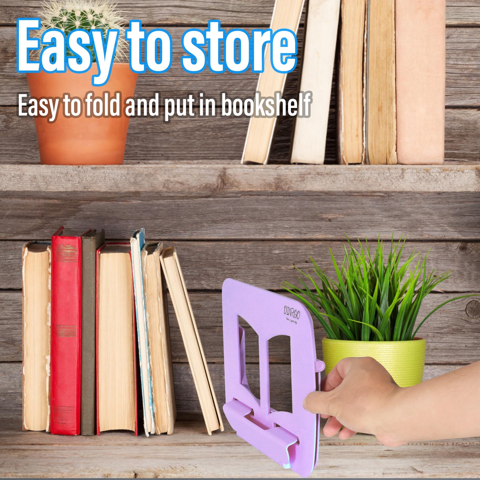 Adjustable Foldable Desktop Book Stand - Portable Recipe & Textbook Holder, Music Sheet Stand with Moisture-Proof Anti-Corrosion Coating, Easy Clean Book Shelf for Kitchen, Office & Study Room