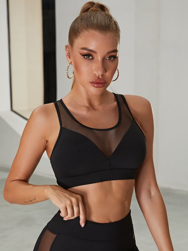 ZASUWA Women's Sexy Mesh Sports Bra - Breathable Workout Top for Yoga, Running & Gym - Plus Size Activewear