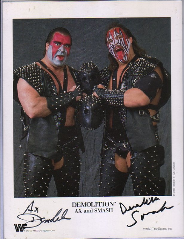 1989 Demolition Ax and Smash - Signed Collectible Edition (Color) - Perfect for Wrestling Memorabilia Displays and Fan Collections