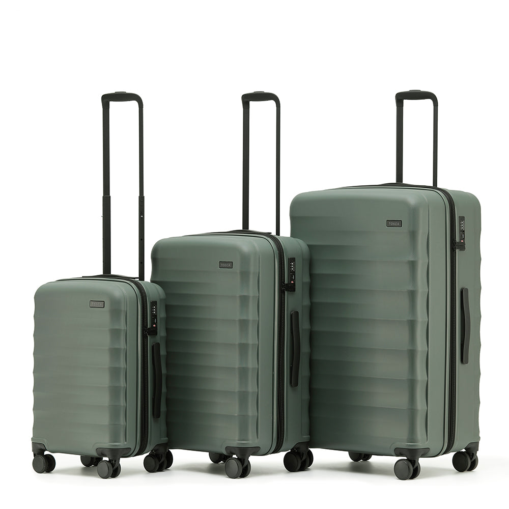 Tosca Interstellar 2.0 3-Piece Luggage Set - Moss Green Suitcases for Travel, Business Trips & Vacations | Durable Spinner Wheels & TSA Lock