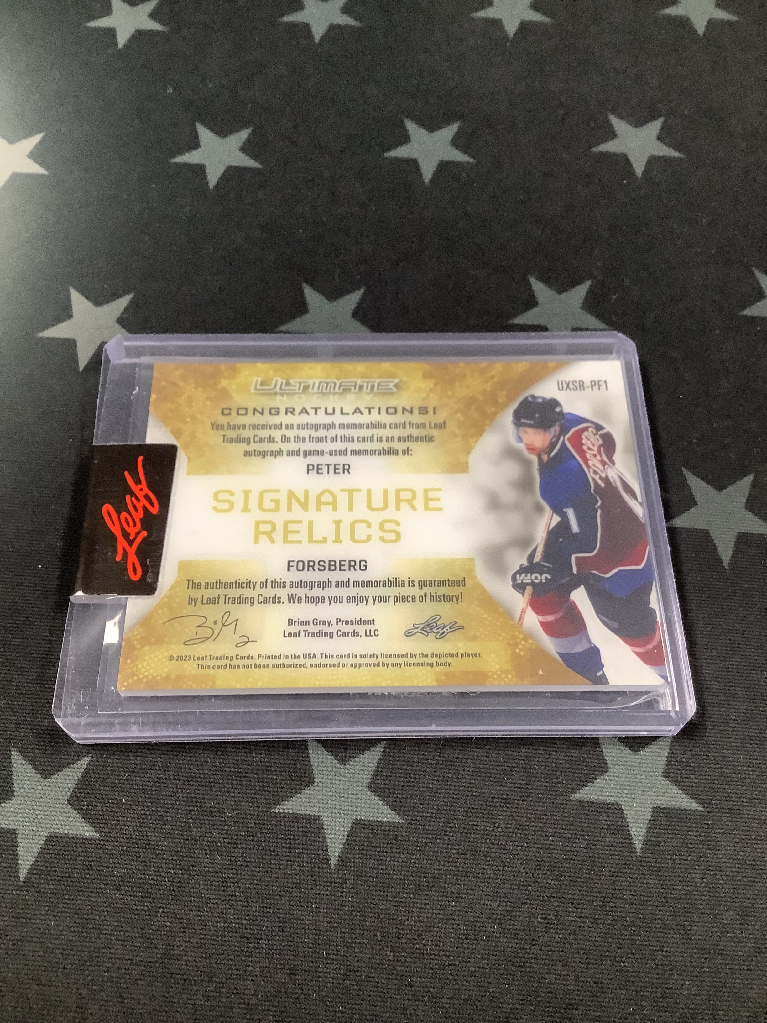 2023 LEAF ULTIMATE HOCKEY Peter Forsberg Autographed Quad Relic Card #UXSR PF1 /25 - Rare Collectible for Hockey Fans & Sports Memorabilia Enthusiasts