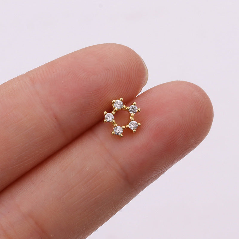 20G Snowflake Cartilage Conch Sleeper Stud Earrings for Women - HSPJ1917 | Dainty Hypoallergenic Earrings for Daily Wear & Special Occasions