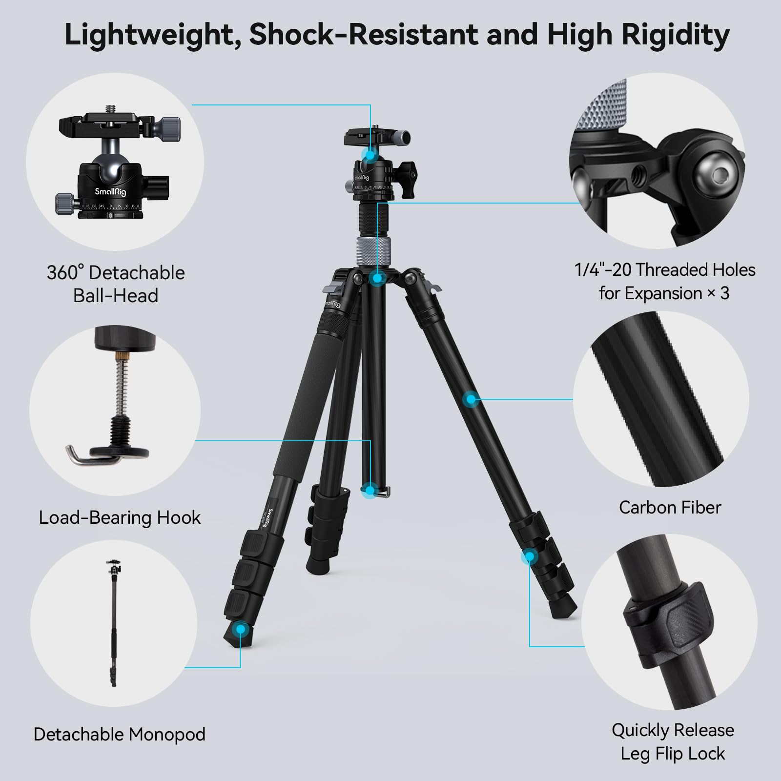 SmallRig AP-20 Carbon Fiber Tripod 62.2