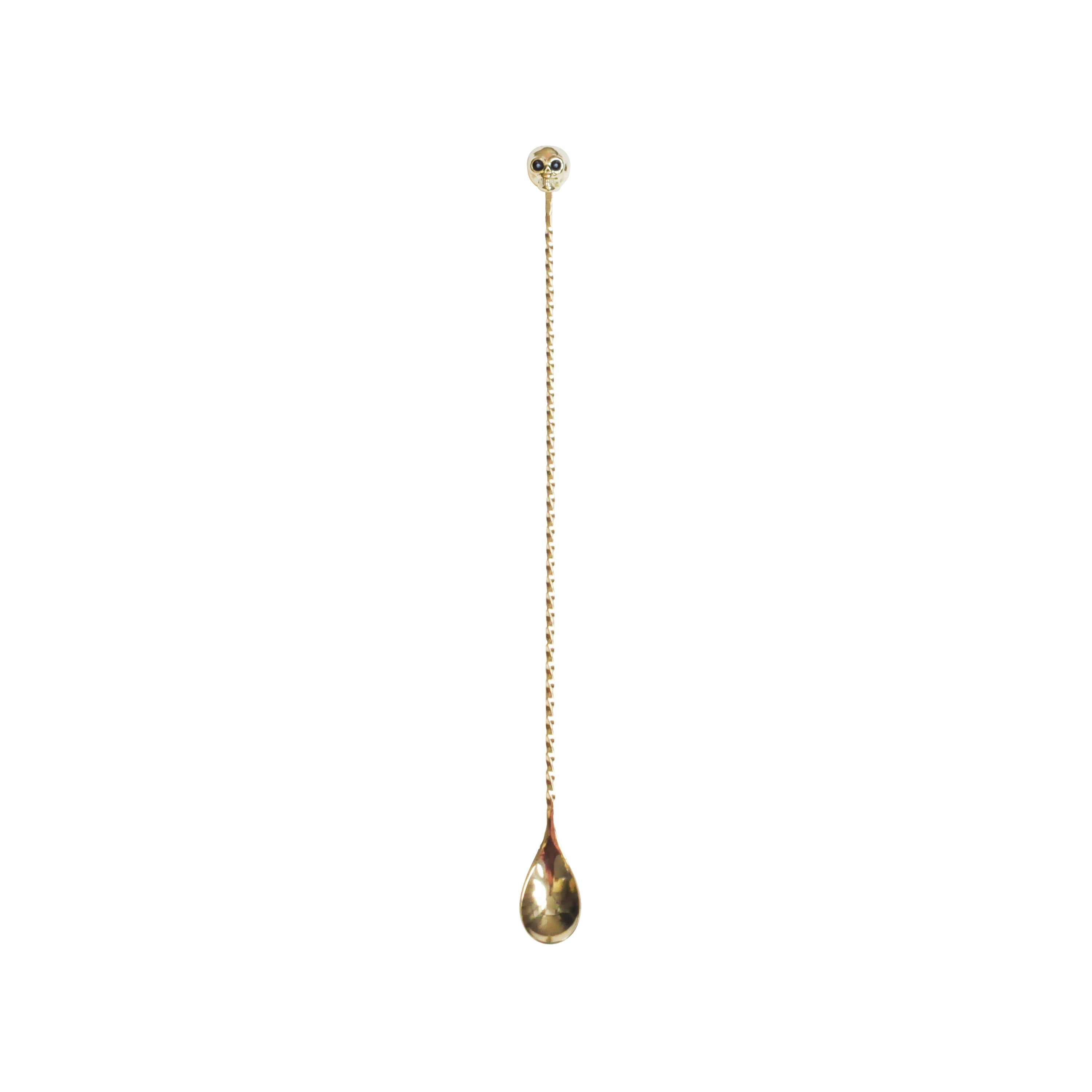 Gold Plated Skull Bar Spoon - 33cm Stainless Steel Cocktail Mixing Tool for Bartenders, Home Bars & Party Drinks