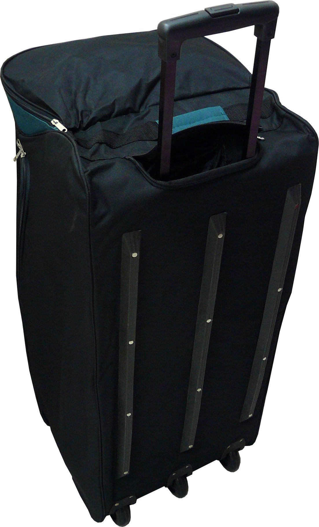 36-inch Rolling Duffle Bag - Large Expandable Travel Luggage with Wheels (Black/Turquoise) for Gym, Camping, Business Trips & Airplane Carry-On