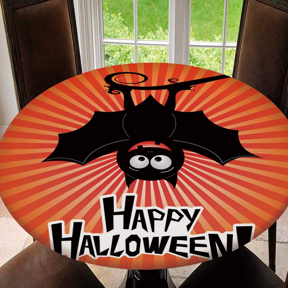 Halloween Elastic Edge Round Tablecloth - Happy Halloween Table Cover for 59