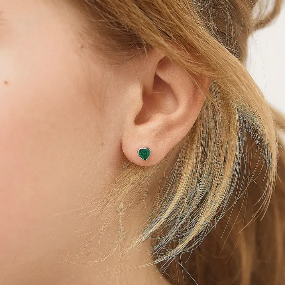 May Birthstone Sterling Silver CZ Heart Stud Earrings for Kids - Perfect Gift for Birthdays, Baby Showers & Special Occasions