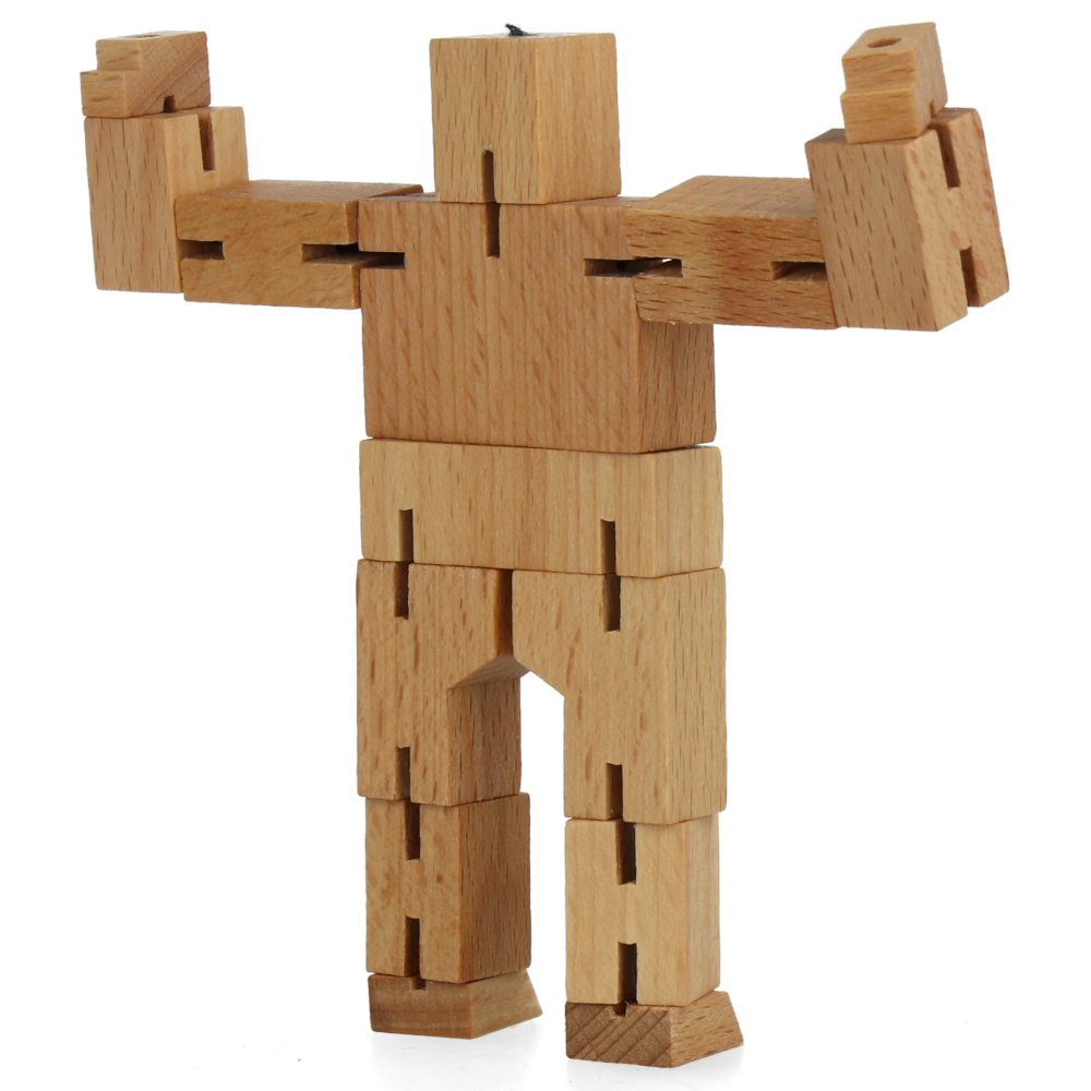 Cubebot Micro Natural Wooden Puzzle Toy - Fun & Educational STEM Gift for Kids & Adults - Perfect for Home, Office & Travel