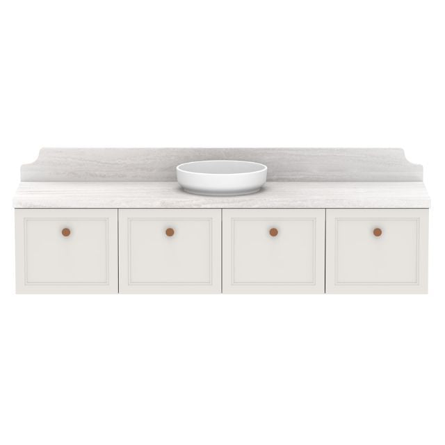 ADP Mabel Wall Mounted Vanity with Cherry Pie Premium Solid Surface Countertop - Modern Bathroom Sink for Small Spaces & Powder Rooms