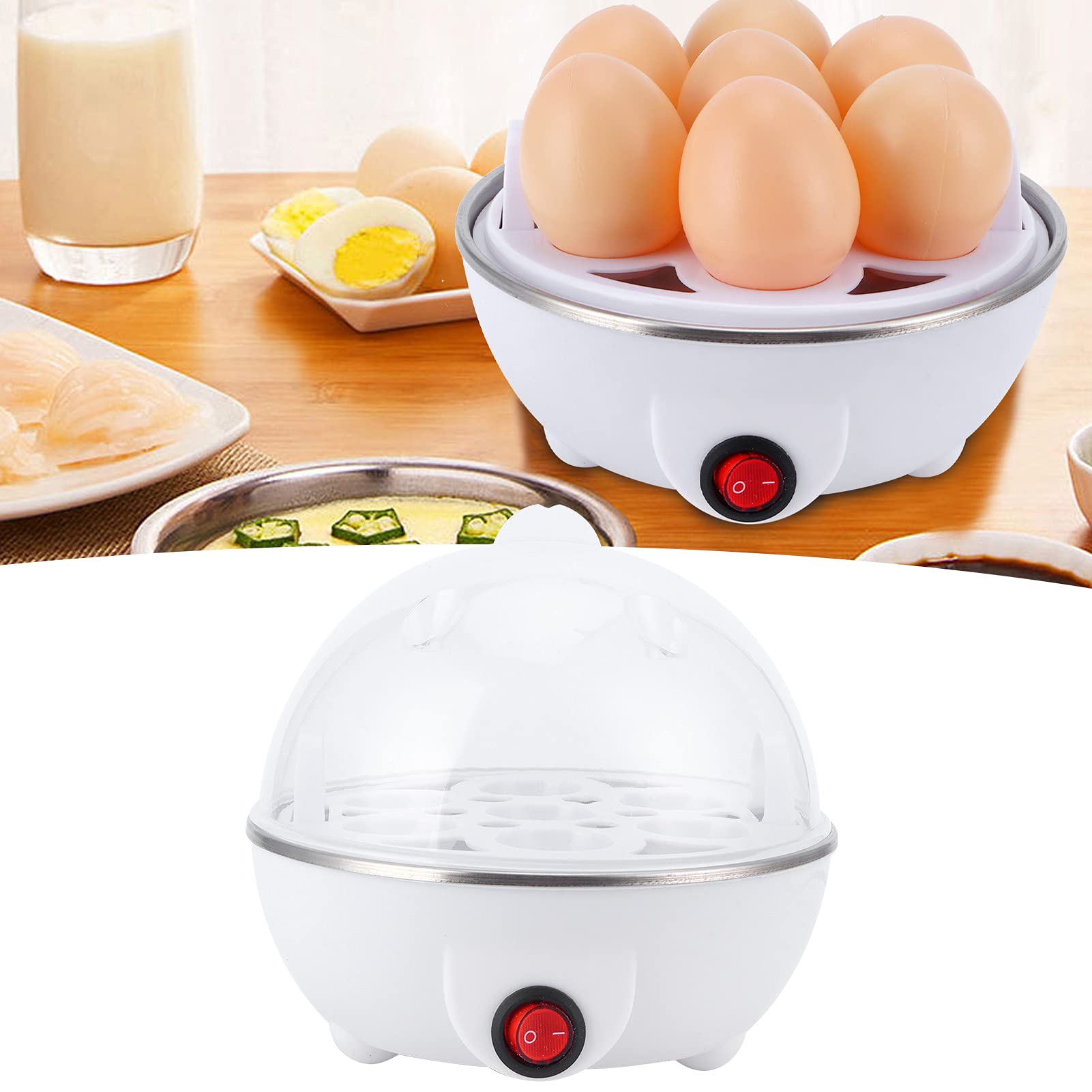Electric Egg Cooker & Steamer - Multifunctional Mini Egg Boiler Maker for Hard/Soft Boiled Eggs, Poached & Steamed Eggs | Perfect for Breakfast Meal Prep, Keto Diet & Healthy Cooking (US)