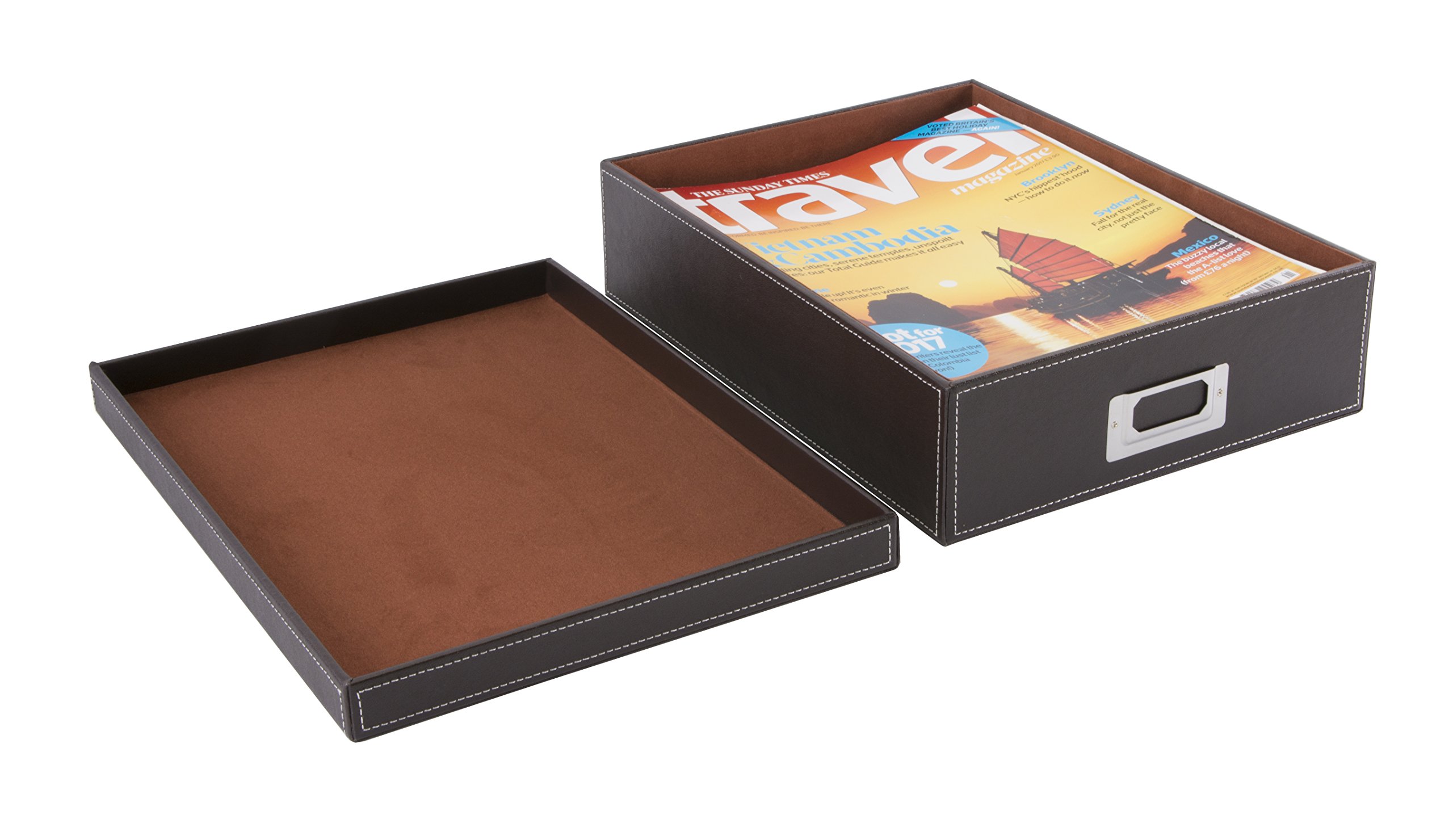 Premium Faux Leather A4 Document Box - Elegant Brown Organizer for Office, Home & School Files | Perfect for Storage, Filing & Organization