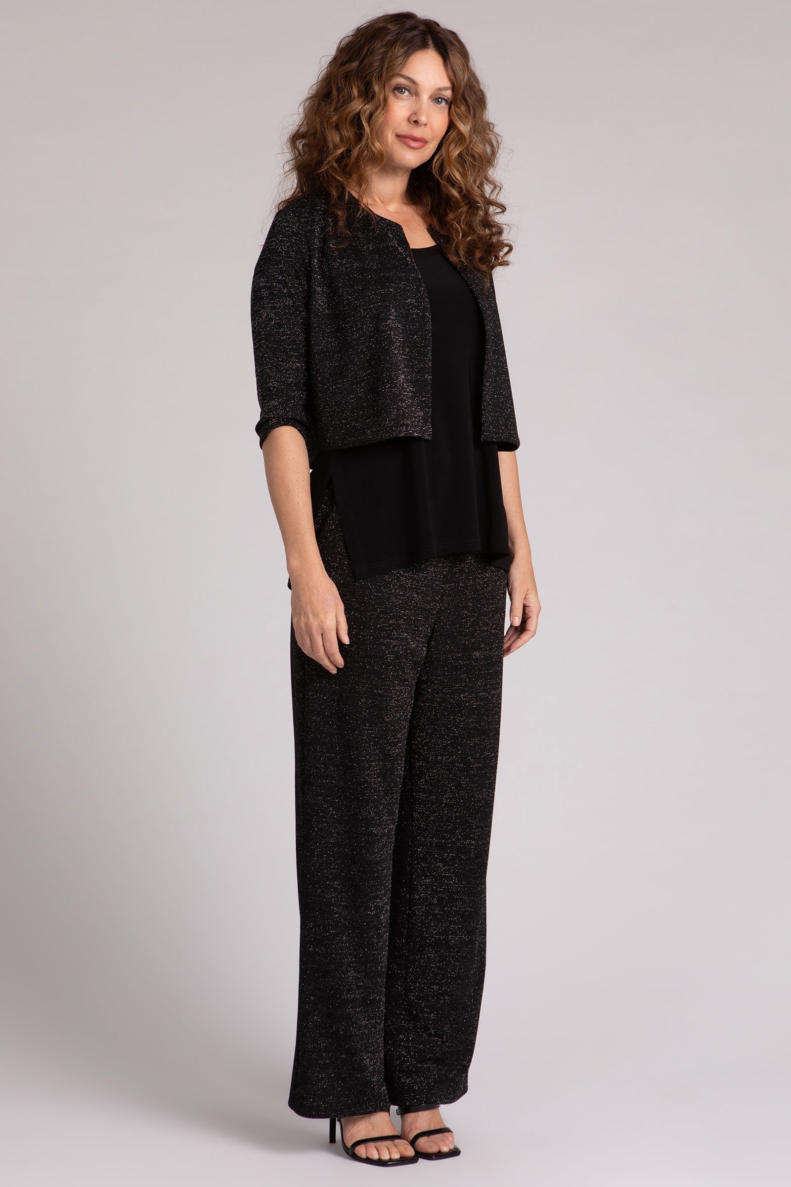 Metallic Pique Classic Bolero Cardigan for Women - Elegant Black Open Front Shrug | Perfect for Weddings, Parties & Evening Events