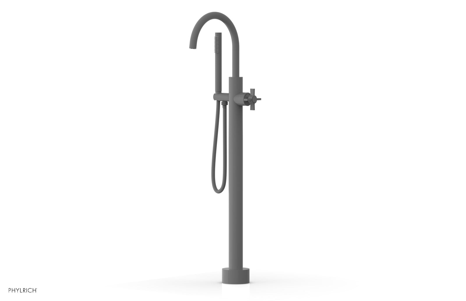 Premium Tall Floor Mount Tub Filler with Cross Handle & Hand Shower - D1324401 - Ideal for Modern Bathrooms, Spa-Like Showers, and Luxury Bathing Experiences