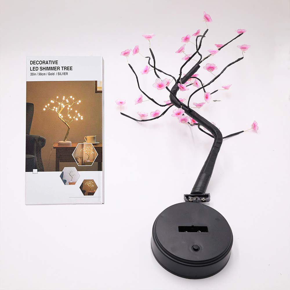 Cherry Bonsai Tree LED Lamp - 36 Warm White Lights for Living Room, Bedroom & Christmas Decor | DIY Artificial Tree Light for Home Aesthetic & Gift Ideas | Perfect for Cozy Ambiance, Holiday Lighting & Room Decoration