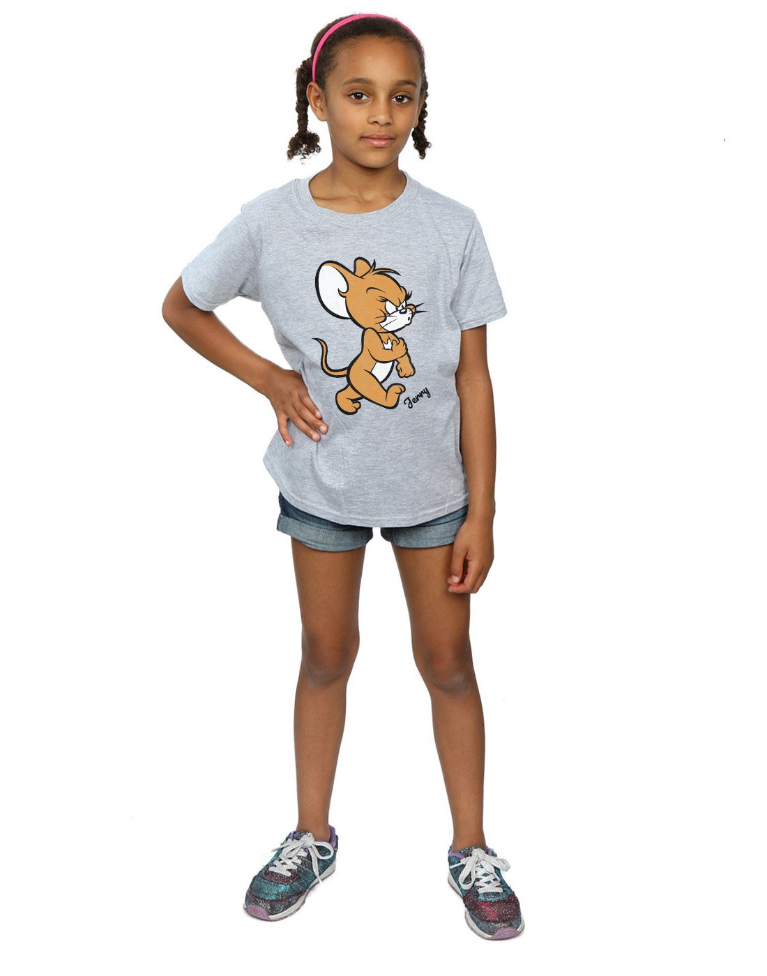 Tom and Jerry Girls Angry Mouse Graphic T-Shirt - Sport Grey - Size 12-13 Years - Cute Cartoon Tee for Kids, School, Playdates & Casual Wear