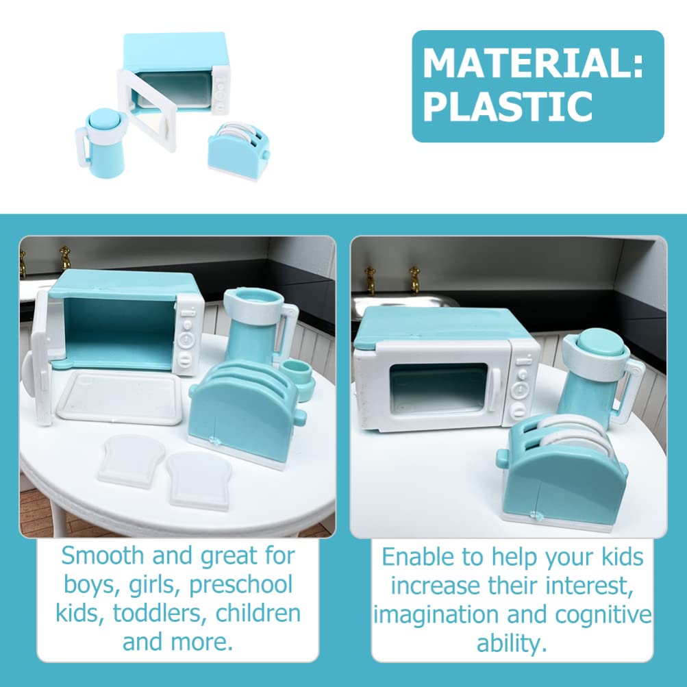 Zerodeko Mini Kitchen Playset for Toddlers - 1 Set Includes Microwave, Kettle & Bread Maker Toy - Pretend Play Kitchen Accessories & Utensils for Girls - Perfect for Role Play, Early Learning & Home Decor