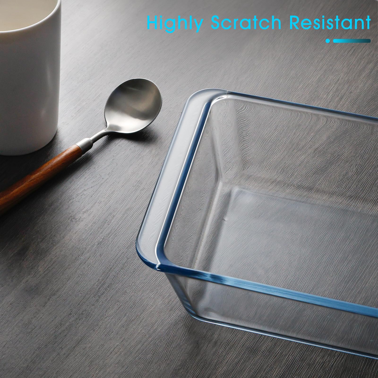 Nutriups 2.4QT (9.5×7 Inches) Rectangular Glass Baking Dish - Oven & Microwave Safe Casserole Pan for Lasagna, Brownies, Cakes & More - Perfect for Baking, Roasting & Meal Prep