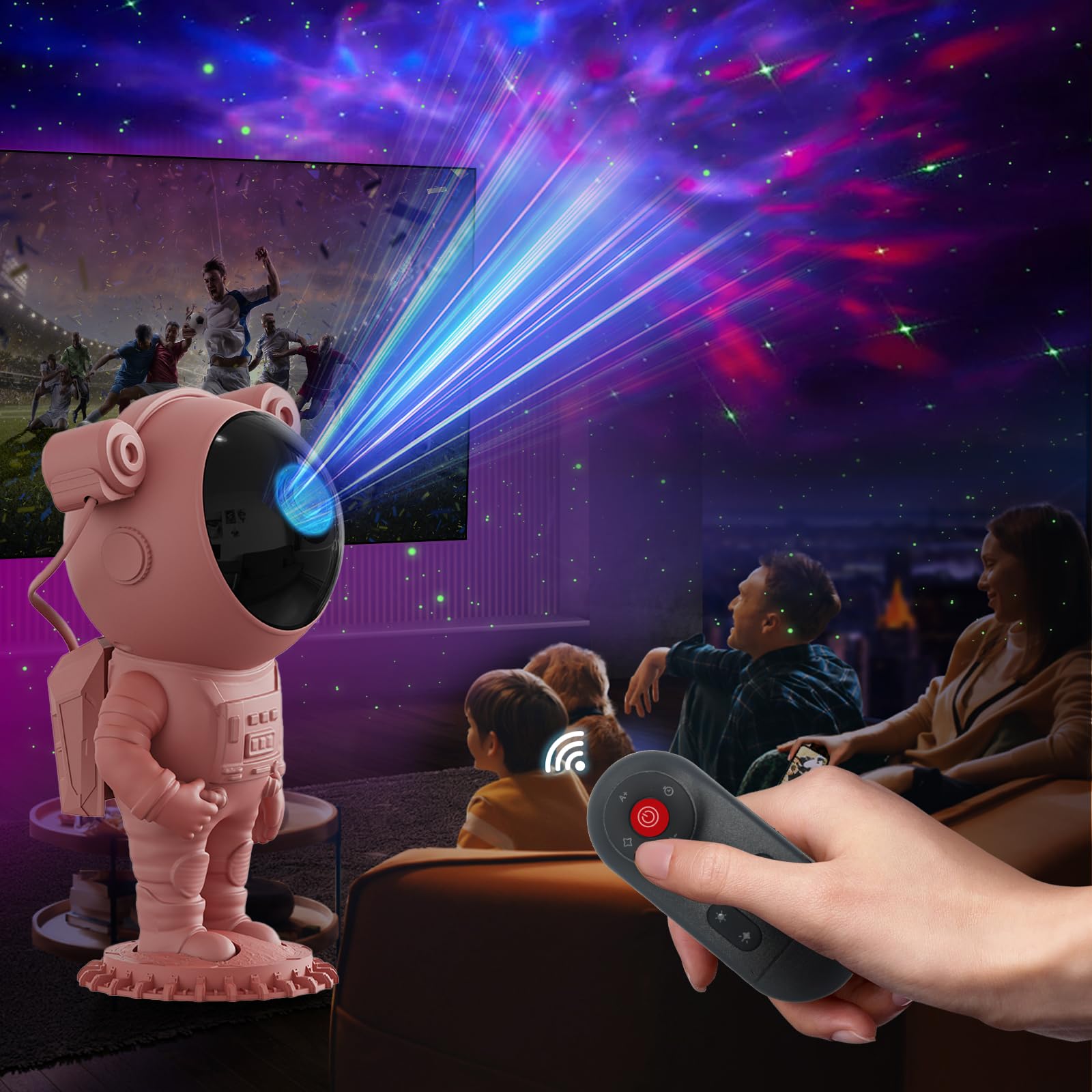 Astronaut Galaxy Light Projector for Bedroom - Starry Night Sky Projector with Timer & Remote Control | Space-Themed Night Light for Kids & Adults | Perfect for Ceiling Projections, Relaxation & Nursery Decor