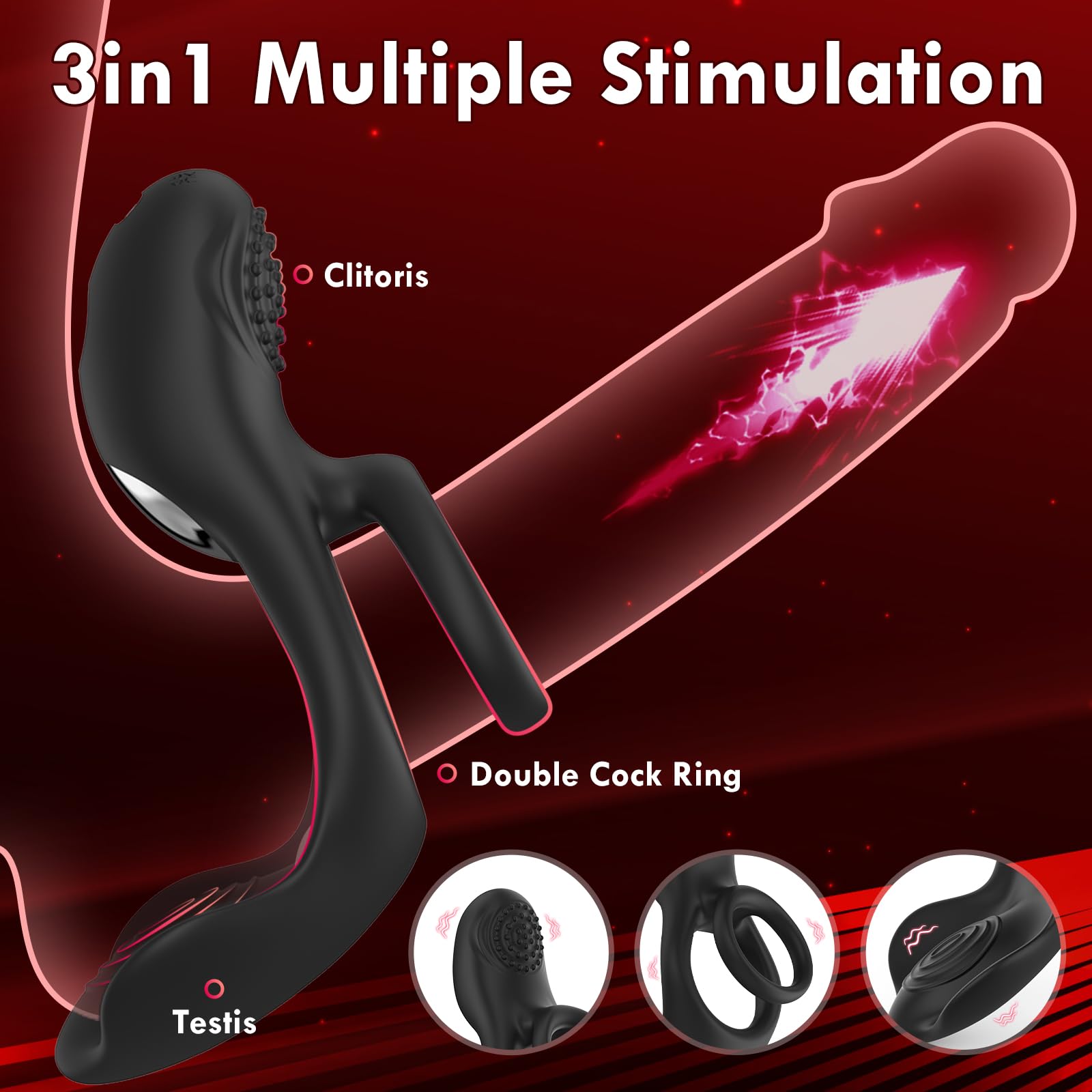 Premium Vibrating Cock Ring - 10 Powerful Vibration Modes, Remote Control Silicone Penis Ring for Enhanced Pleasure | Stimulating Sex Toy for Men, Women & Couples | Perfect for Foreplay, Couples Play & Solo Pleasure