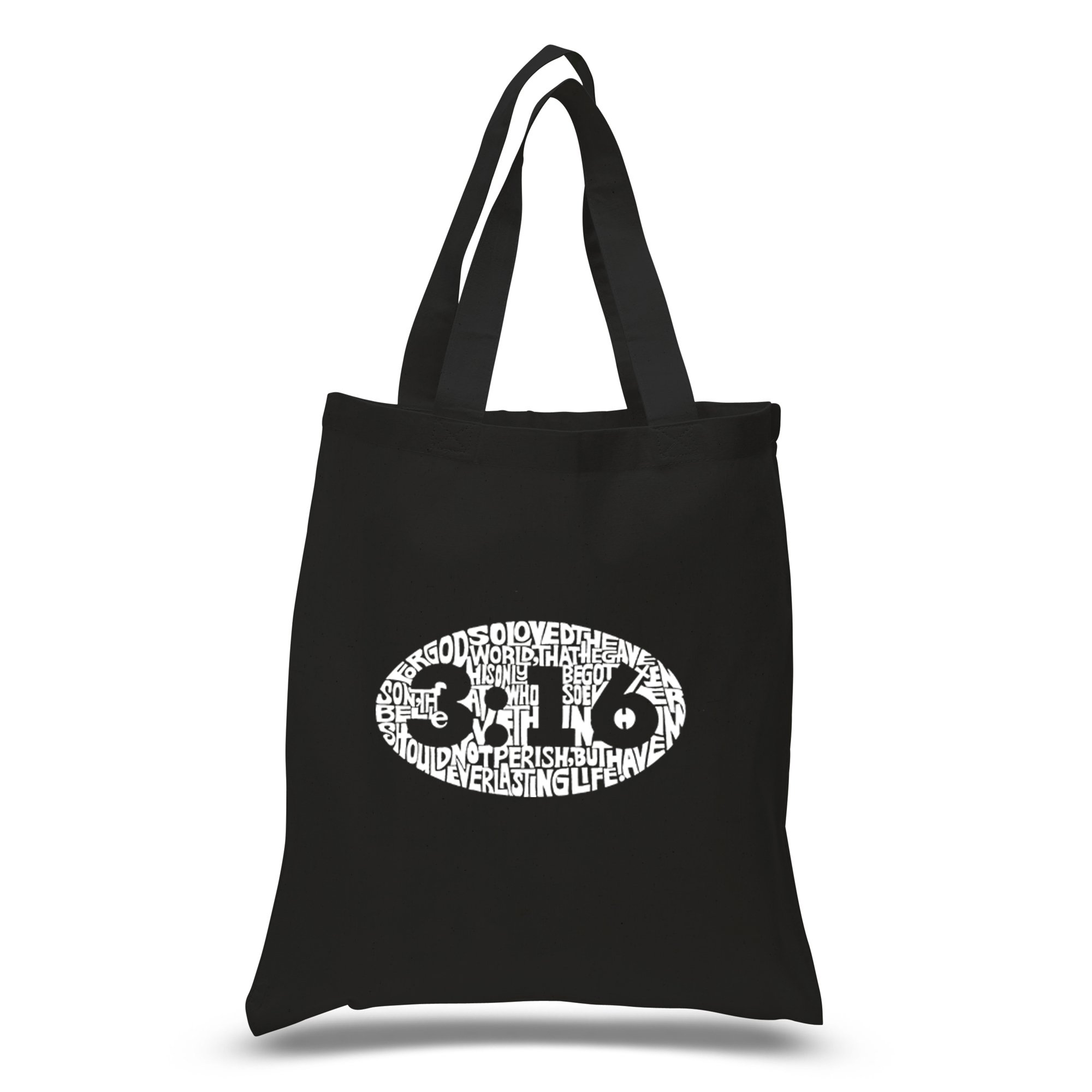 LA POP ART Word Art S Tote Bag - John 3:16 Bible Verse Canvas Shopper - Perfect for Church, Bible Study & Everyday Use