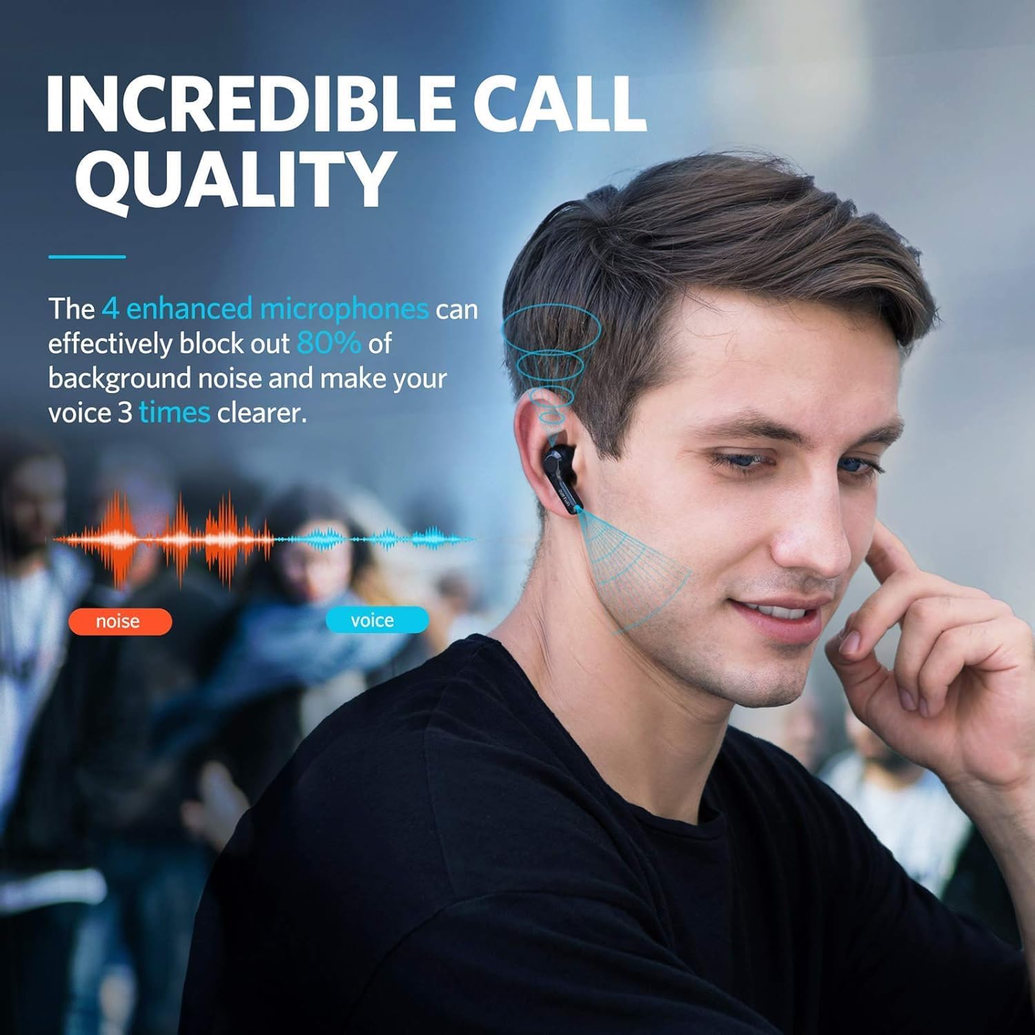Bluetooth 5.3 Wireless Earbuds with 36H Battery & Wireless Charging Case - IPX7 Waterproof, Deep Bass, Noise Cancelling Mic - True TWS Earphones for Android iOS - Perfect for Sports, Workouts & Commuting