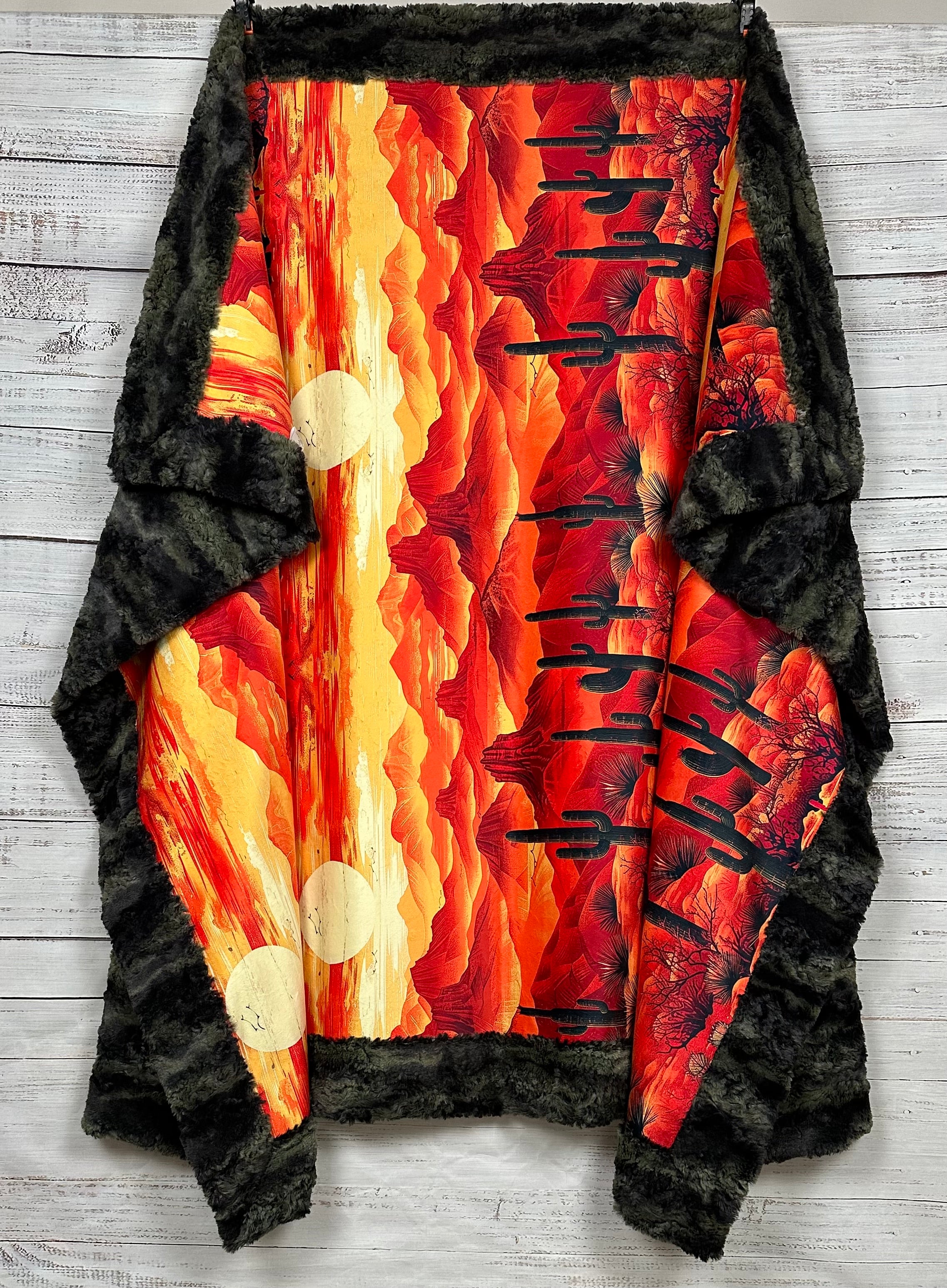 Arizona Desert Sunset Camouflage Luxe Large 55x79 Minky Blanket - Soft Cozy Throw for Bed, Couch & Outdoor Camping