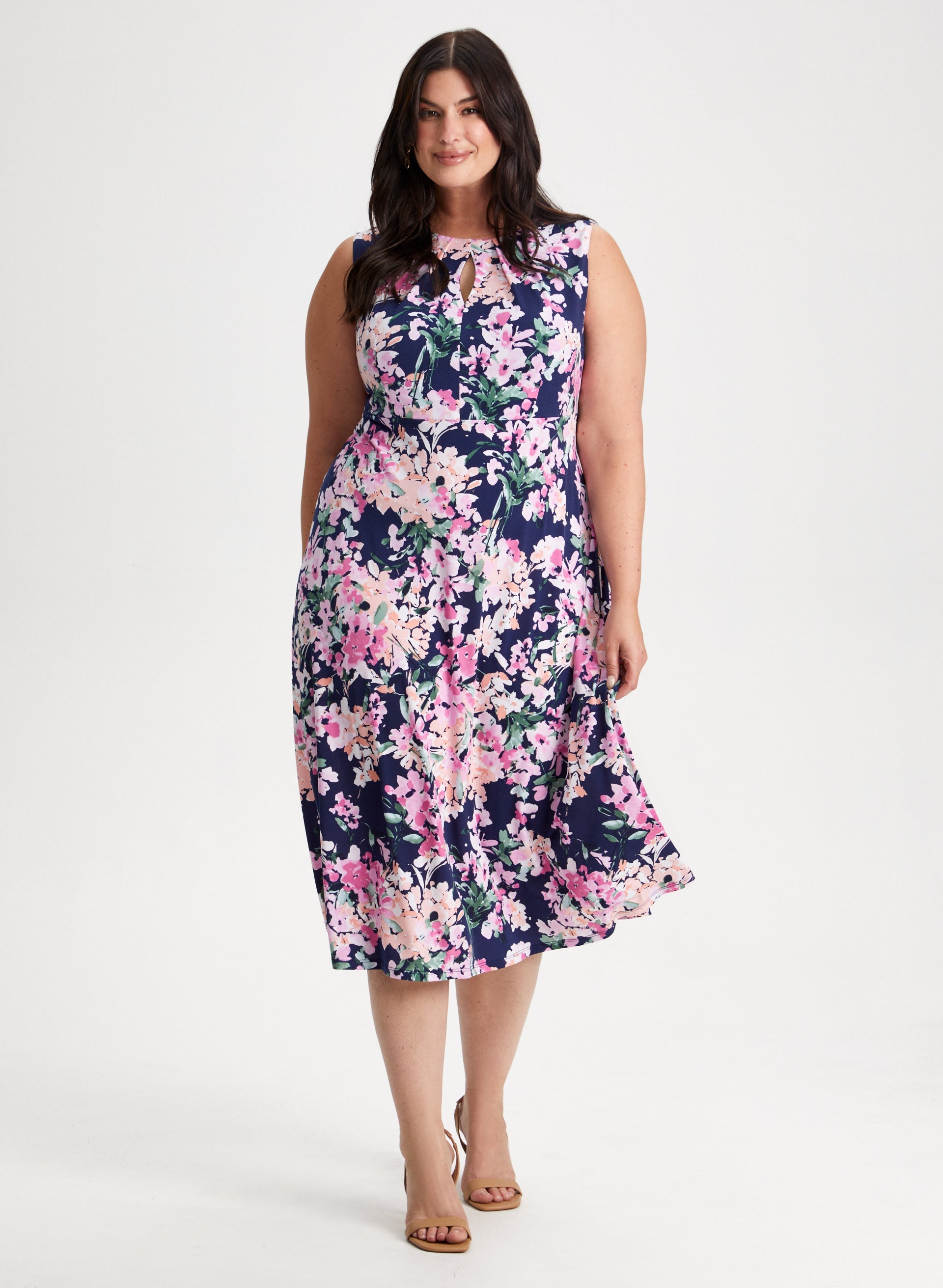 Elegant Floral Print Keyhole Back Dress for Women - Perfect for Summer Parties, Weddings & Date Nights