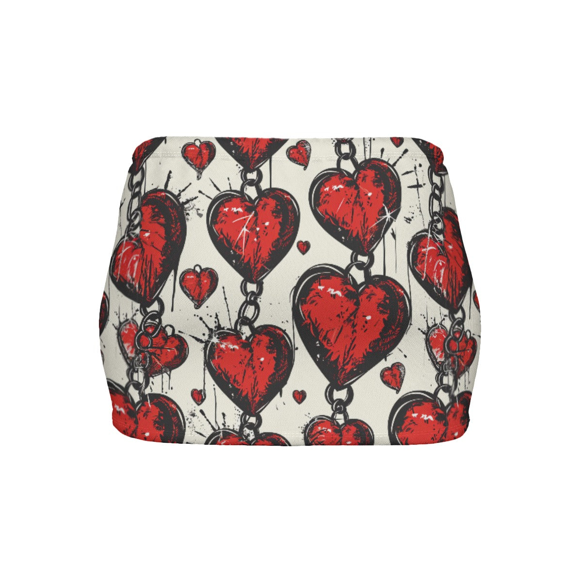 Chained Hearts Slinky Micro Mini Skirt - Sexy Stretch Bodycon Skirt for Women | Perfect for Nightclubs, Parties & Date Nights