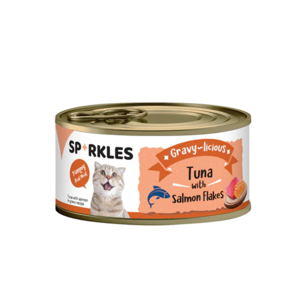 24-Pack Sparkles Gravylicious Jellylicious Wet Cat Food - 80g Cans with Chicken, Tuna & Salmon - Healthy Nutritious Meal for Adult & Senior Cats - Perfect for Daily Feeding & Weight Management